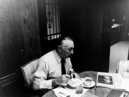 Photo of Dr. Delgado having breakfast at the Superintendent's residence