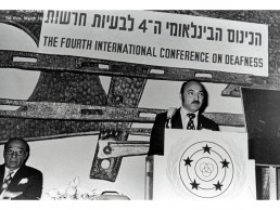 Photo of Dr. Delgado presenting at the 4th International Conference on Deafness