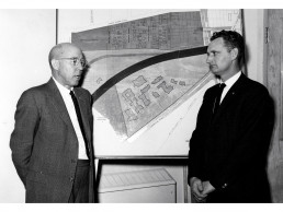 Photo of Dr. Hester & Little discuss NMSD's expansion - 1964