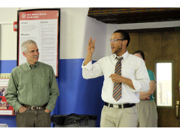 Photo of Alumnus AJ Williams & Dr. Stern at St. Patrick's Fundraising Dinner