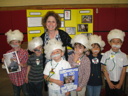 Photo of Hedy Udkovich Stern & Students impersonating Dr. Stern