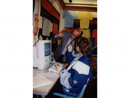 Photo of Dr. Vasishta visits High School classroom