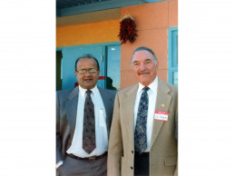 Photo of Dr. Vasishta & Delgado at NMSD's ABQ Preschool Ribbon Cutting - 1996