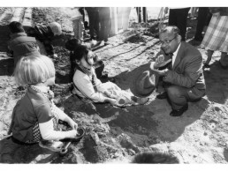Photo of Dr. Vasishta & Preschoolers at the ABQ Preschool's Groundbreaking Ceremony - 1995